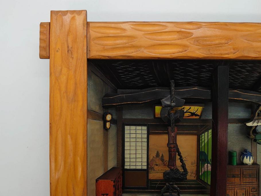心峰　木彫　緻密でリアルな匠の技が光る立体額(遠近法応用額、壁掛け、壁飾り、古民家、ディスプレイ)(R-081880)　