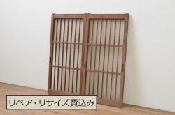 アンティーク建具　レトロな味わいが魅力のガラス戸1枚(引き戸、建具)(R-059116)