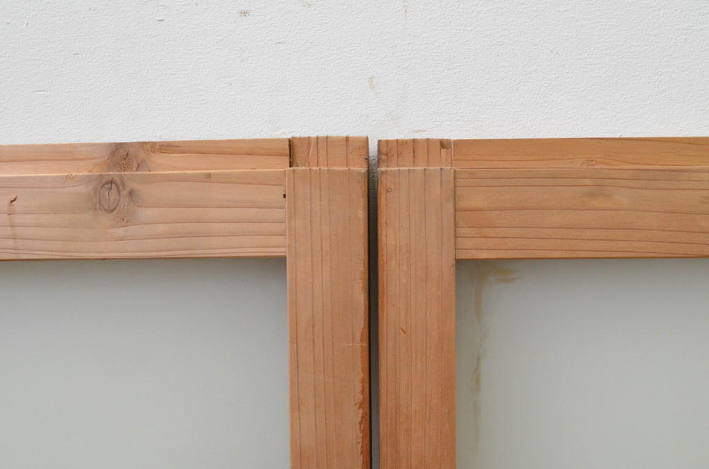 アンティーク建具　レトロな空間作りにおすすめなガラス窓2枚セット(引き戸、ガラス戸)(R-067801)