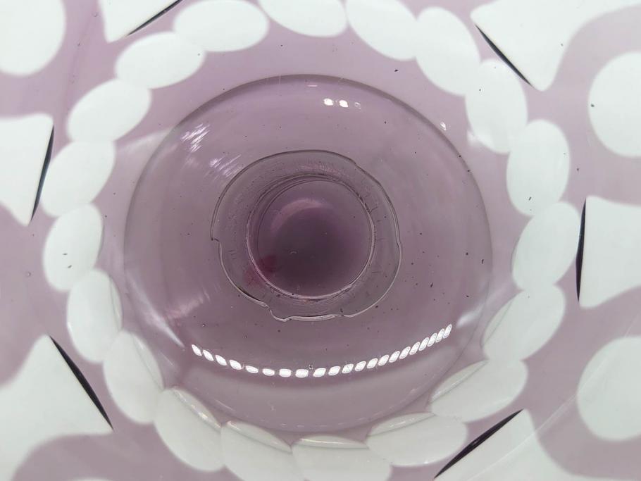 昭和初期　色被せ　切子　紫　上品な色合いが美しいグラス4客セット(デザートカップ、氷コップ、硝子、ガラス)(R-075652)