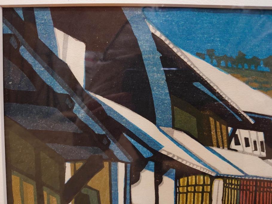 真作　関野準一郎　「御油」　「舞阪」　サイン入り　木版画2枚セット(絵画、額装)(R-075540)