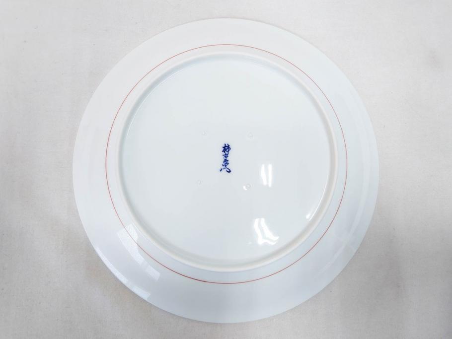 重要無形文化財　人間国宝　十四代　酒井田柿右衛門　錦　牡丹鳥文　約30cm　9.9寸　一つ一つ丁寧に描かれた色絵が美しい額皿(大皿、和皿、飾り皿、和食器、共箱付き、九寸九分)(R-075542)