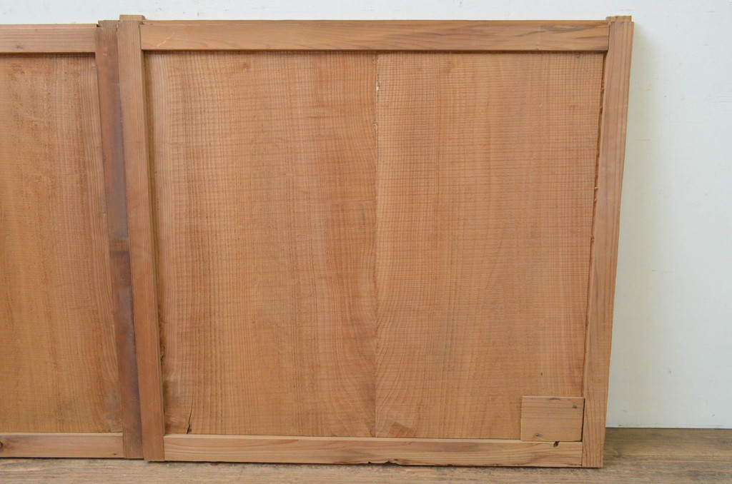 アンティーク建具　杉材　レトロな雰囲気を演出する板戸窓2枚セット(引き戸)(R-067849)