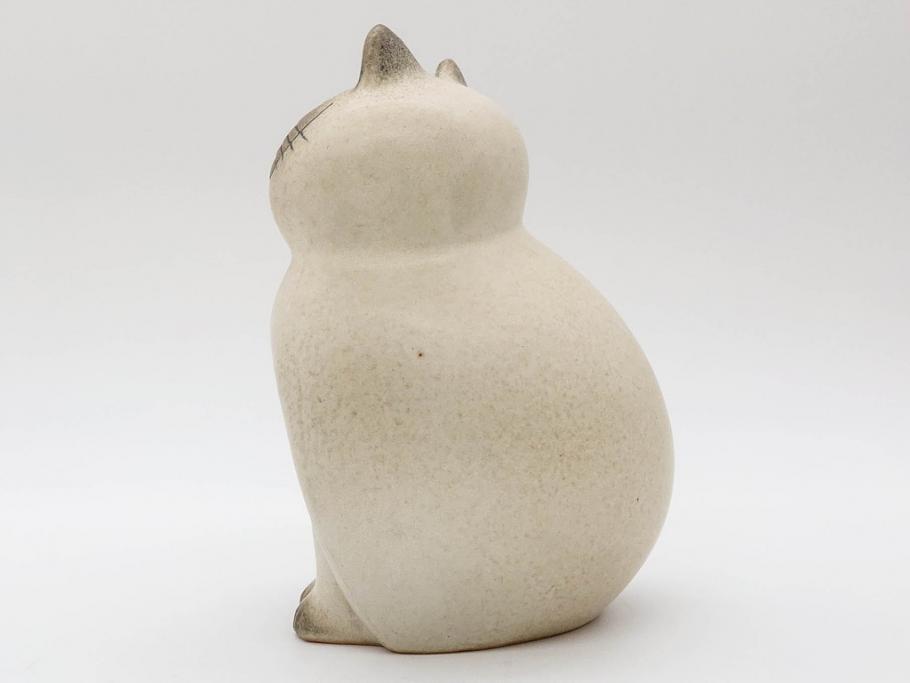 北欧雑貨　リサ・ラーソン　Lisa Larson　ミア(Mia)　キャット　猫　ねこ　ネコ　見上げる表情と丸いフォルムが愛らしいオブジェ(置物、陶器、ホワイト、グレー)(R-075645)