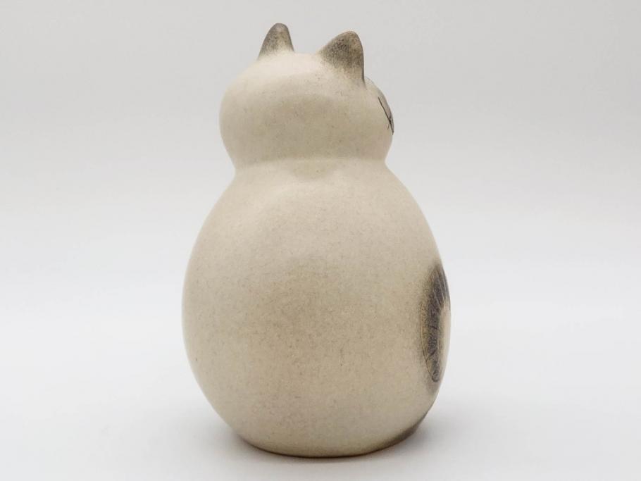 北欧雑貨　リサ・ラーソン　Lisa Larson　ミア(Mia)　キャット　猫　ねこ　ネコ　見上げる表情と丸いフォルムが愛らしいオブジェ(置物、陶器、ホワイト、グレー)(R-075645)