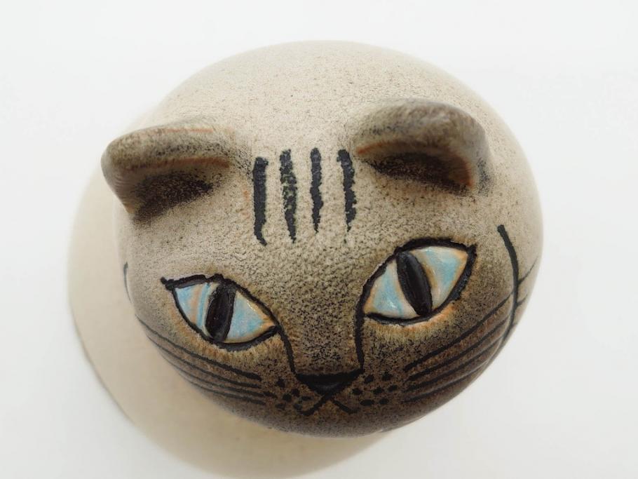北欧雑貨　リサ・ラーソン　Lisa Larson　ミア(Mia)　キャット　猫　ねこ　ネコ　見上げる表情と丸いフォルムが愛らしいオブジェ(置物、陶器、ホワイト、グレー)(R-075645)
