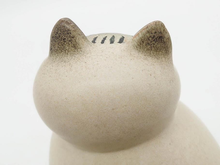 北欧雑貨　リサ・ラーソン　Lisa Larson　ミア(Mia)　キャット　猫　ねこ　ネコ　見上げる表情と丸いフォルムが愛らしいオブジェ(置物、陶器、ホワイト、グレー)(R-075645)