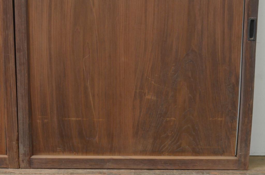 アンティーク建具　杉材　落ち着いた和の空間を演出する板戸窓2枚セット(引き戸)(R-067940)