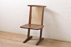 中古　ジョージナカシマ　桜製作所　コノイドチェア(CONOID CHAIR)　CN101　スタイリッシュな佇まいのサイドチェア(板座チェア、ダイニングチェア、椅子、イス)(R-068141)