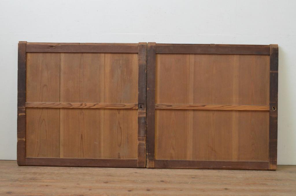 アンティーク建具　杉材　和モダンな空間を演出する板戸窓2枚セット(引き戸)(R-067942)
