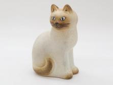 北欧雑貨　リサ・ラーソン　Lisa Larson　マンズ(Mans)　キャット　猫　ねこ　ネコ　気品溢れる佇まいが魅力のオブジェ(置物、陶器、ホワイト、ブラウン)(R-075646)