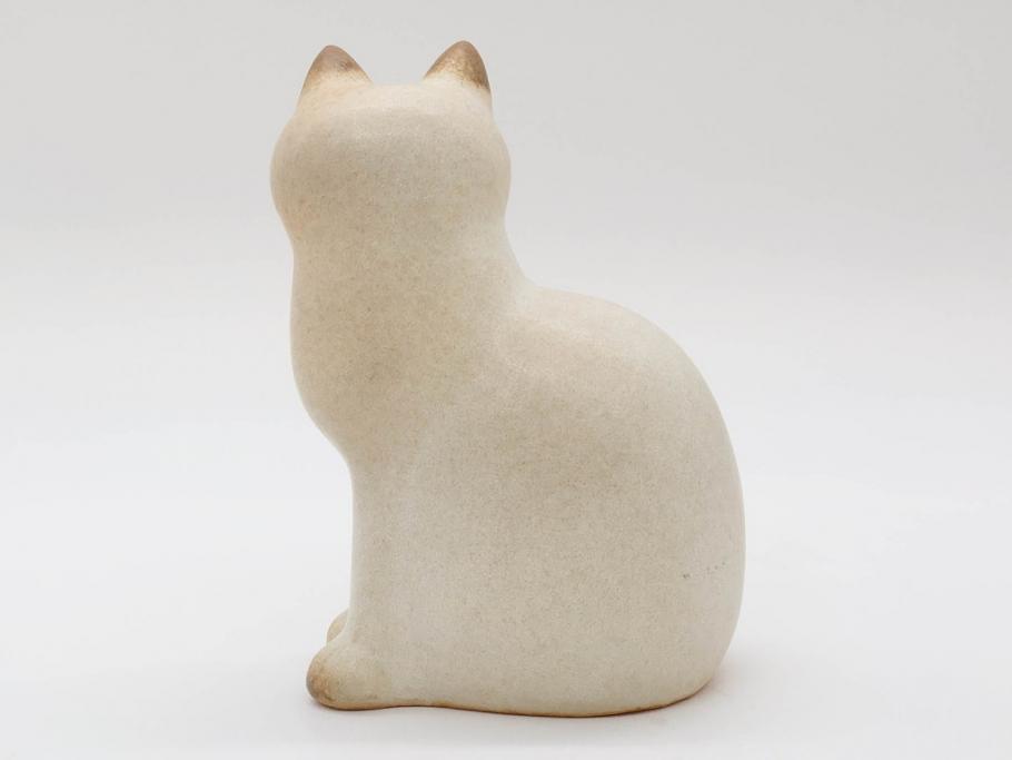 北欧雑貨　リサ・ラーソン　Lisa Larson　マンズ(Mans)　キャット　猫　ねこ　ネコ　気品溢れる佇まいが魅力のオブジェ(置物、陶器、ホワイト、ブラウン)(R-075646)