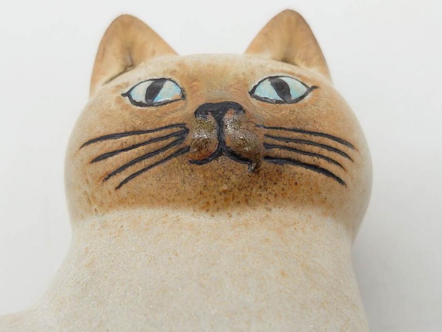 北欧雑貨　リサ・ラーソン　Lisa Larson　マンズ(Mans)　キャット　猫　ねこ　ネコ　気品溢れる佇まいが魅力のオブジェ(置物、陶器、ホワイト、ブラウン)(R-075646)