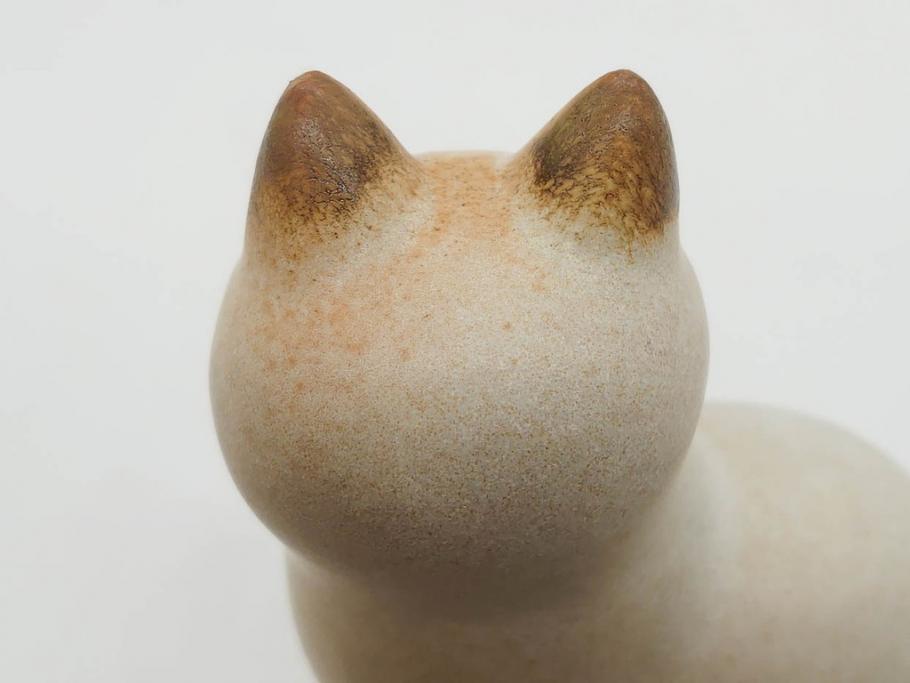 北欧雑貨　リサ・ラーソン　Lisa Larson　マンズ(Mans)　キャット　猫　ねこ　ネコ　気品溢れる佇まいが魅力のオブジェ(置物、陶器、ホワイト、ブラウン)(R-075646)