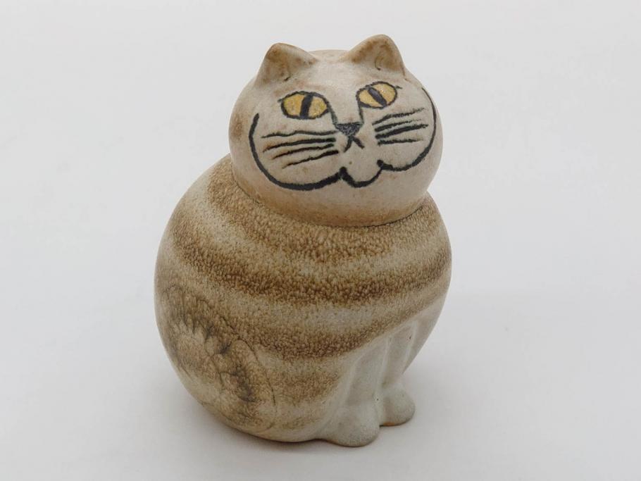北欧雑貨　リサ・ラーソン　Lisa Larson　ミア(Mia)　マンズ(Mans)　キャット　猫　ねこ　ネコ　小振りで可愛らしいオブジェ3点セット(置物、陶器、ホワイト、ブラウン)(R-075647)