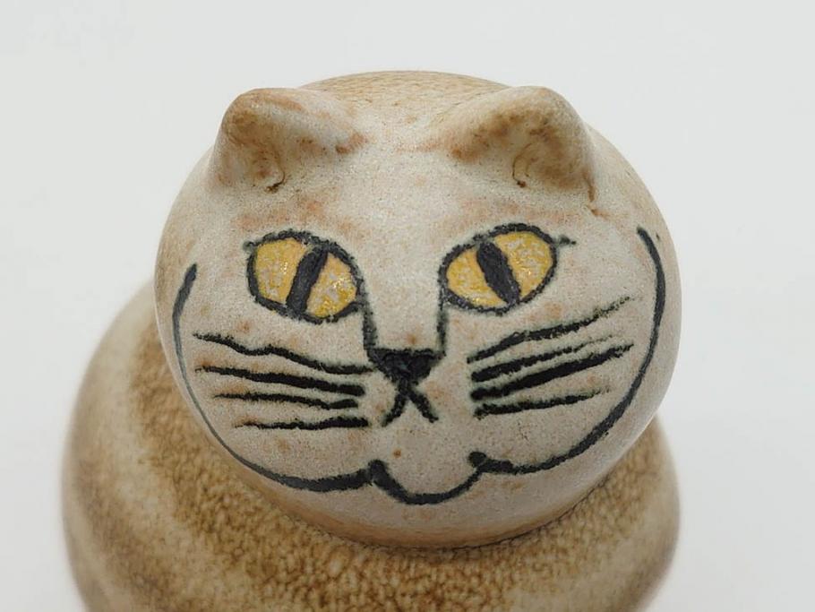 北欧雑貨　リサ・ラーソン　Lisa Larson　ミア(Mia)　マンズ(Mans)　キャット　猫　ねこ　ネコ　小振りで可愛らしいオブジェ3点セット(置物、陶器、ホワイト、ブラウン)(R-075647)
