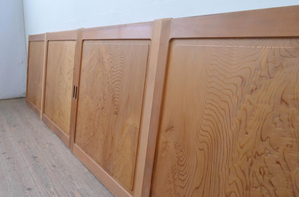 ビンテージ建具　杉材一枚板　数寄屋で使われていた高級板戸窓4枚セット(引き戸、ヴィンテージ)(R-067946)
