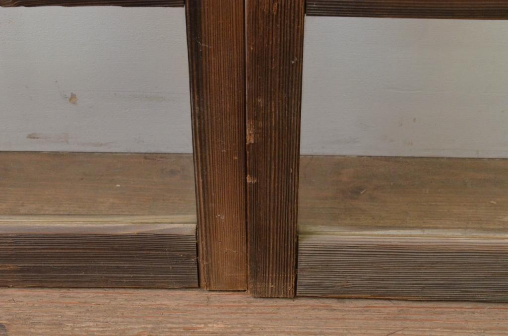 アンティーク建具　杉材　大正ロマンの雰囲気漂うガラス窓2枚セット(引き戸、ガラス戸)(R-067950)