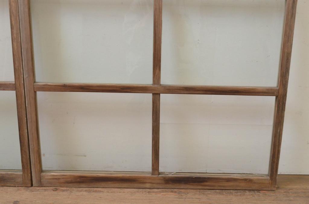 アンティーク建具　ペイント仕上げ限定　レトロな雰囲気漂うガラス窓2枚セット(引き戸、ガラス戸)(R-067954)