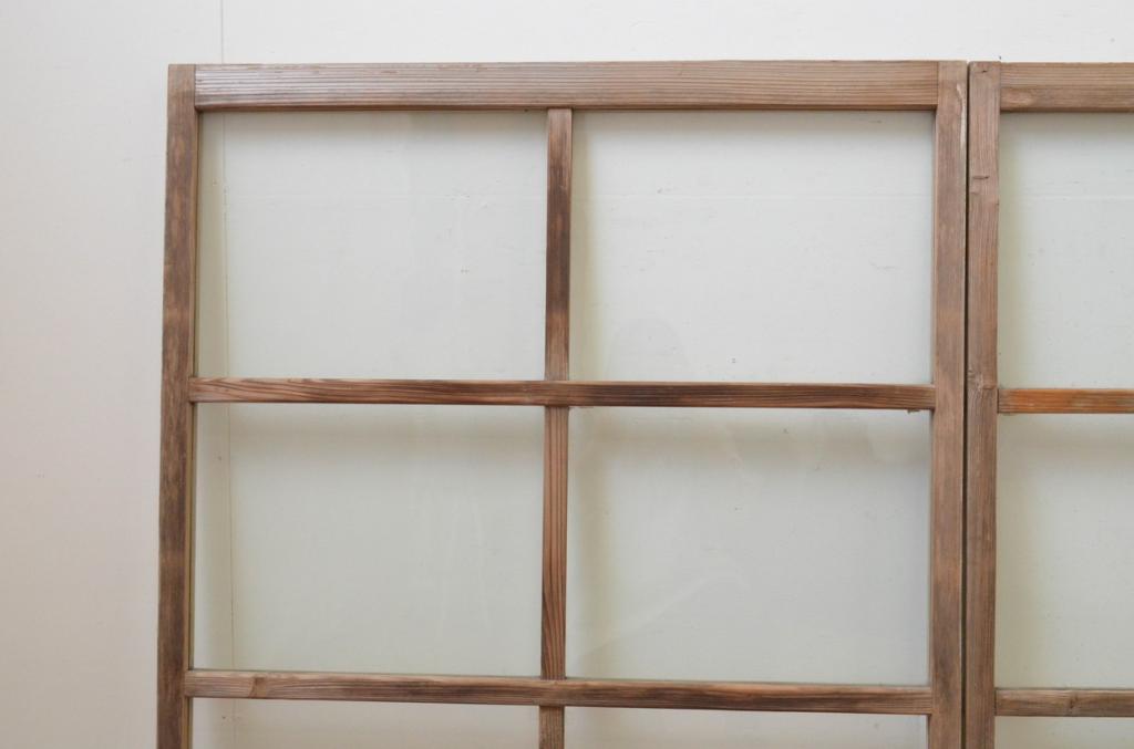 アンティーク建具　ペイント仕上げ限定　レトロな雰囲気漂うガラス窓3枚セット(引き戸、ガラス戸)(R-067955)