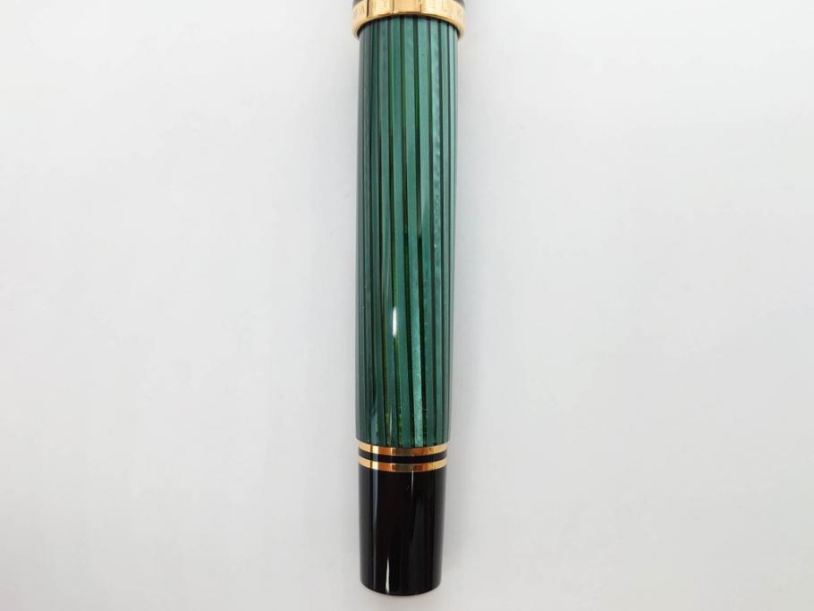 ドイツ　PELIKAN　ペリカン日本(株)社製　スーベレーン　M800　18C-750　F　万年筆(緑縞、グリーン系、ストライプ、INK、インク、筆記具、文具、吸入式、箱付き)(R-075650)
