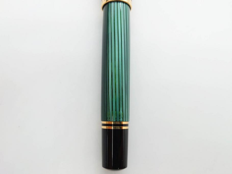 ドイツ　PELIKAN　ペリカン日本(株)社製　スーベレーン　M800　18C-750　F　万年筆(緑縞、グリーン系、ストライプ、INK、インク、筆記具、文具、吸入式、箱付き)(R-075650)