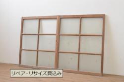 アンティーク建具　昭和初期　古い木味の舞良戸1枚(まいらど、横桟板戸、引き戸)(R-065256)