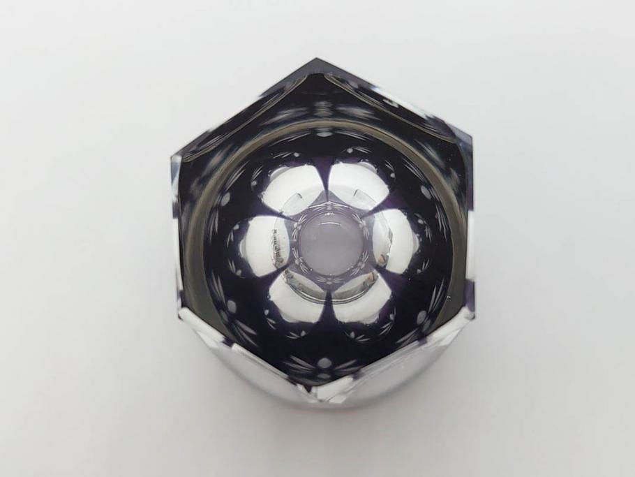 昭和初期 江戸 切子 色被せガラス 赤 紫 様々なカットが施された