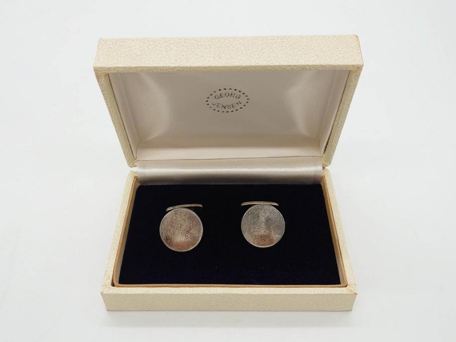 デンマーク　GEORG JENSEN(ジョージ・ジェンセン)　925 SILVER　ネクタイピン1点&カフス4点セット(カフリンクス、カフスボタン、アクセサリー、DENMARK、シルバー、ケース付き、76A、103、95、92、80)(R-075657)