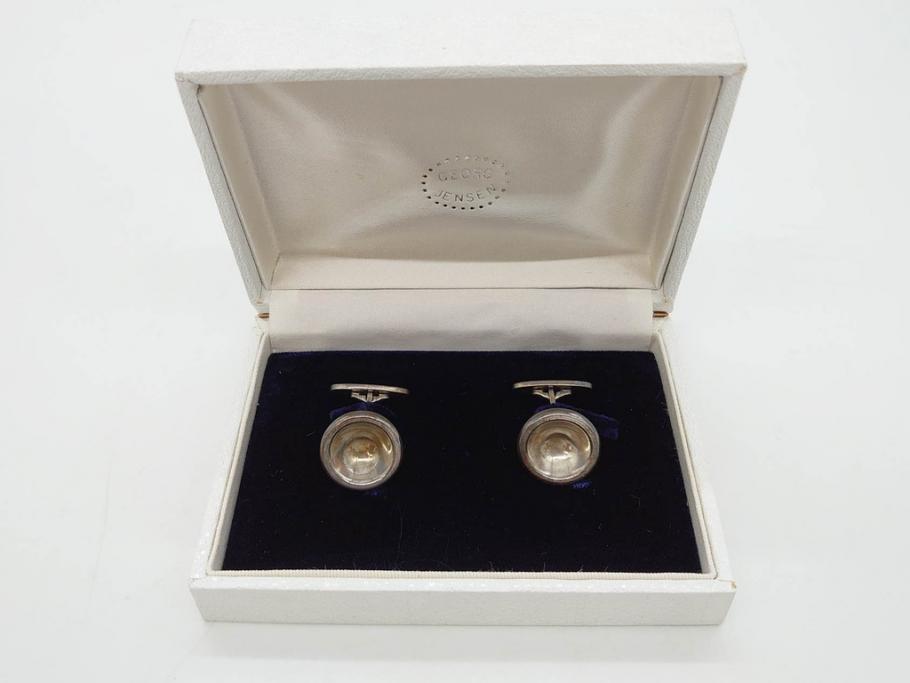 デンマーク　GEORG JENSEN(ジョージ・ジェンセン)　925 SILVER　ネクタイピン1点&カフス4点セット(カフリンクス、カフスボタン、アクセサリー、DENMARK、シルバー、ケース付き、76A、103、95、92、80)(R-075657)