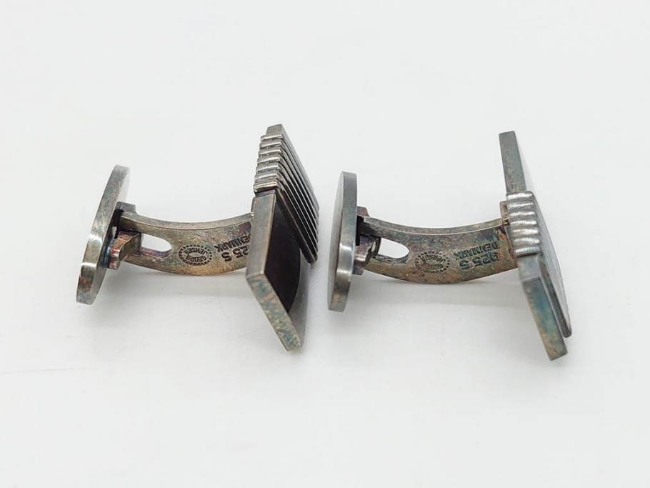 デンマーク　GEORG JENSEN(ジョージ・ジェンセン)　925 SILVER　ネクタイピン1点&カフス4点セット(カフリンクス、カフスボタン、アクセサリー、DENMARK、シルバー、ケース付き、76A、103、95、92、80)(R-075657)