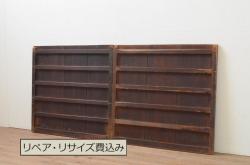 和製アンティーク　レトロな空間づくりに活躍する、珍しい模様のガラス戸2枚セット(引き戸、建具)(R-048141)