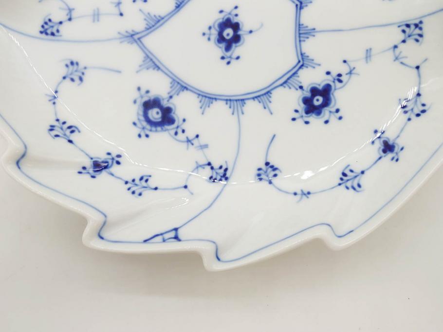 デンマーク　ROYAL COPENHAGEN(ロイヤルコペンハーゲン)　ブルーフルーテッド　ハーフレース　プレイン　リーフディッシュ・オープンシュガー・ボウル・絵皿(小皿)　まとめて10点セット(プレート、変形皿、洋食器)(R-075659)