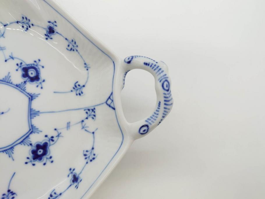 デンマーク　ROYAL COPENHAGEN(ロイヤルコペンハーゲン)　ブルーフルーテッド　ハーフレース　プレイン　リーフディッシュ・オープンシュガー・ボウル・絵皿(小皿)　まとめて10点セット(プレート、変形皿、洋食器)(R-075659)