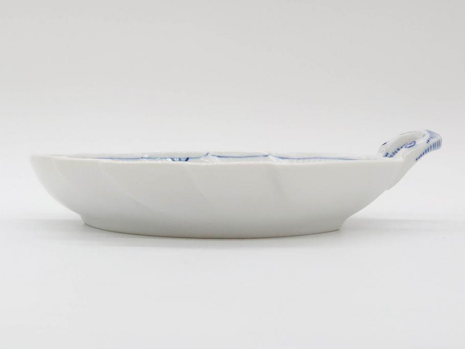 デンマーク　ROYAL COPENHAGEN(ロイヤルコペンハーゲン)　ブルーフルーテッド　ハーフレース　プレイン　リーフディッシュ・オープンシュガー・ボウル・絵皿(小皿)　まとめて10点セット(プレート、変形皿、洋食器)(R-075659)