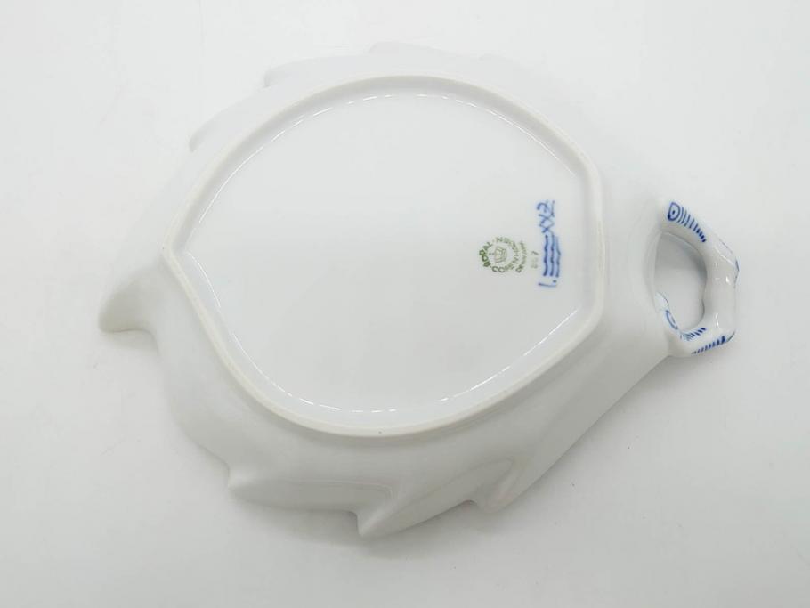 デンマーク　ROYAL COPENHAGEN(ロイヤルコペンハーゲン)　ブルーフルーテッド　ハーフレース　プレイン　リーフディッシュ・オープンシュガー・ボウル・絵皿(小皿)　まとめて10点セット(プレート、変形皿、洋食器)(R-075659)
