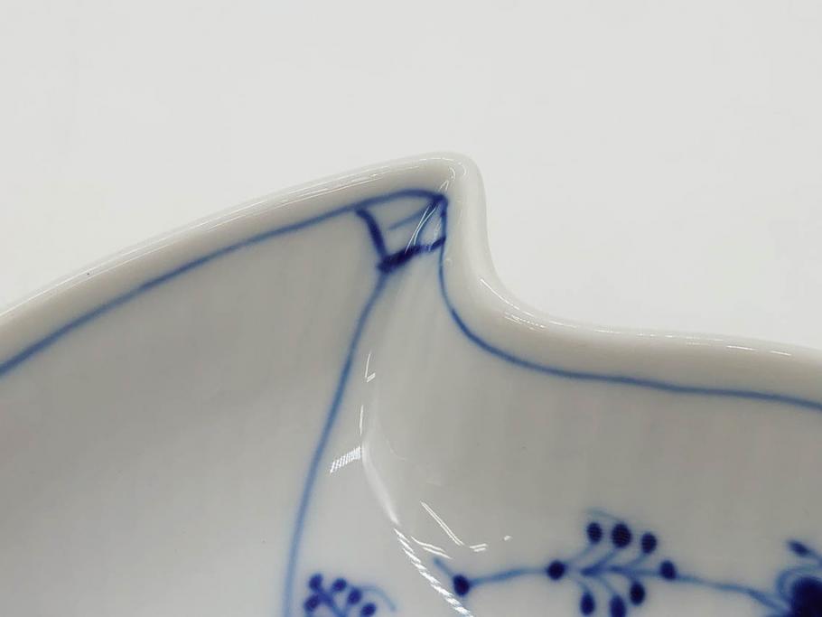 デンマーク　ROYAL COPENHAGEN(ロイヤルコペンハーゲン)　ブルーフルーテッド　ハーフレース　プレイン　リーフディッシュ・オープンシュガー・ボウル・絵皿(小皿)　まとめて10点セット(プレート、変形皿、洋食器)(R-075659)