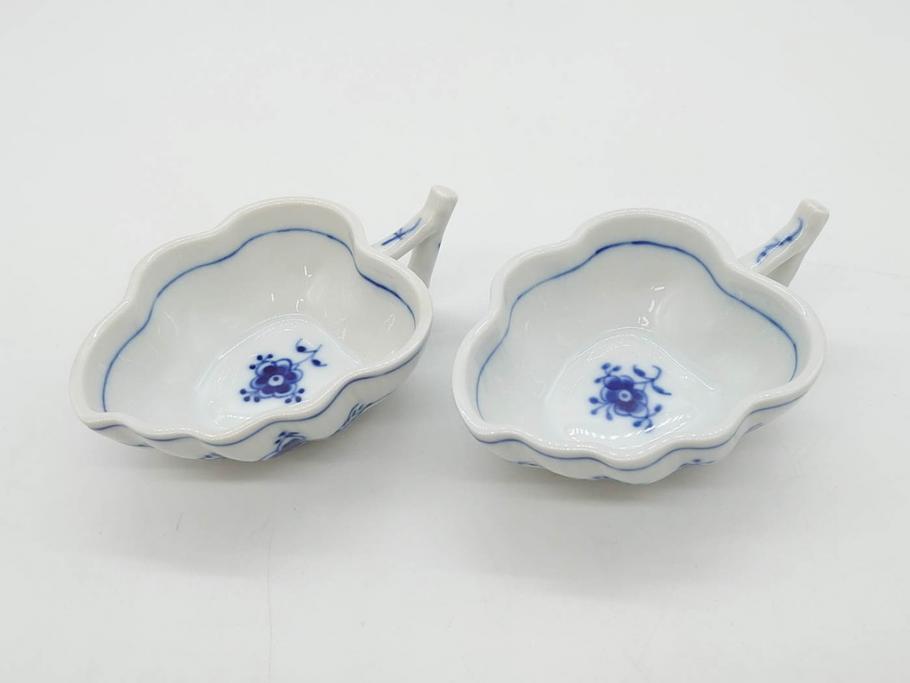 デンマーク　ROYAL COPENHAGEN(ロイヤルコペンハーゲン)　ブルーフルーテッド　ハーフレース　プレイン　リーフディッシュ・オープンシュガー・ボウル・絵皿(小皿)　まとめて10点セット(プレート、変形皿、洋食器)(R-075659)