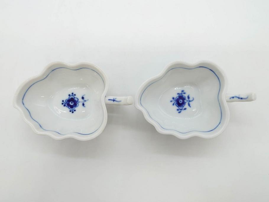 デンマーク　ROYAL COPENHAGEN(ロイヤルコペンハーゲン)　ブルーフルーテッド　ハーフレース　プレイン　リーフディッシュ・オープンシュガー・ボウル・絵皿(小皿)　まとめて10点セット(プレート、変形皿、洋食器)(R-075659)