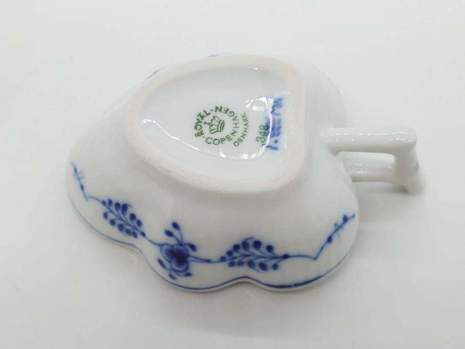 デンマーク　ROYAL COPENHAGEN(ロイヤルコペンハーゲン)　ブルーフルーテッド　ハーフレース　プレイン　リーフディッシュ・オープンシュガー・ボウル・絵皿(小皿)　まとめて10点セット(プレート、変形皿、洋食器)(R-075659)