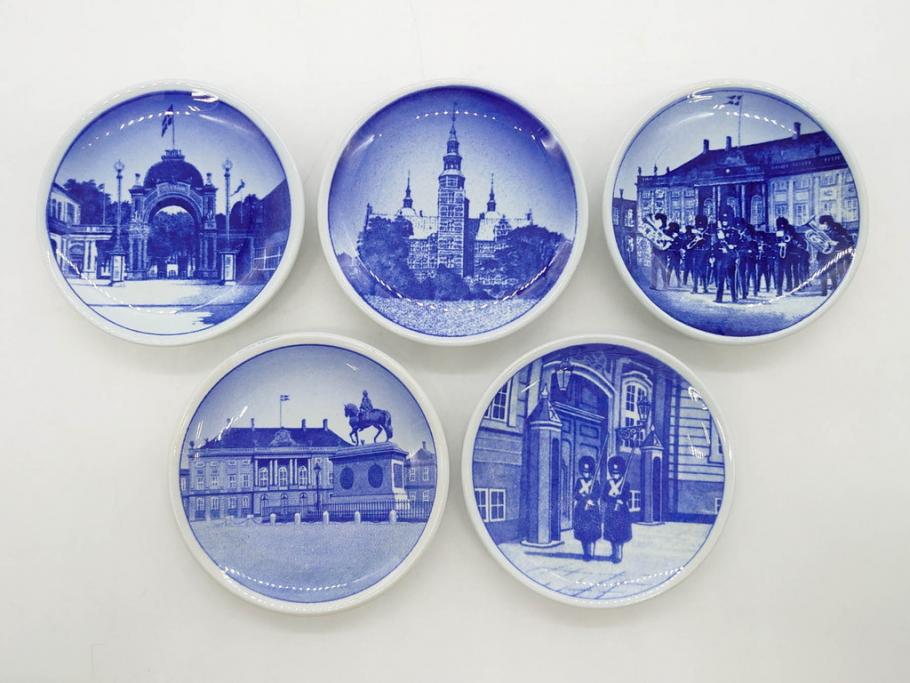 デンマーク　ROYAL COPENHAGEN(ロイヤルコペンハーゲン)　ブルーフルーテッド　ハーフレース　プレイン　リーフディッシュ・オープンシュガー・ボウル・絵皿(小皿)　まとめて10点セット(プレート、変形皿、洋食器)(R-075659)