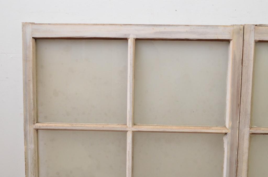 アンティーク建具　レトロな空間作りにおすすめなペンキガラス窓2枚セット(引き戸、ガラス戸)(R-067984)