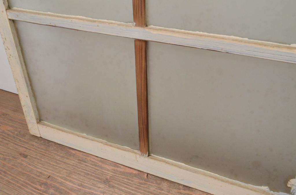 アンティーク建具　レトロな空間作りにおすすめなペンキガラス窓2枚セット(引き戸、ガラス戸)(R-067984)