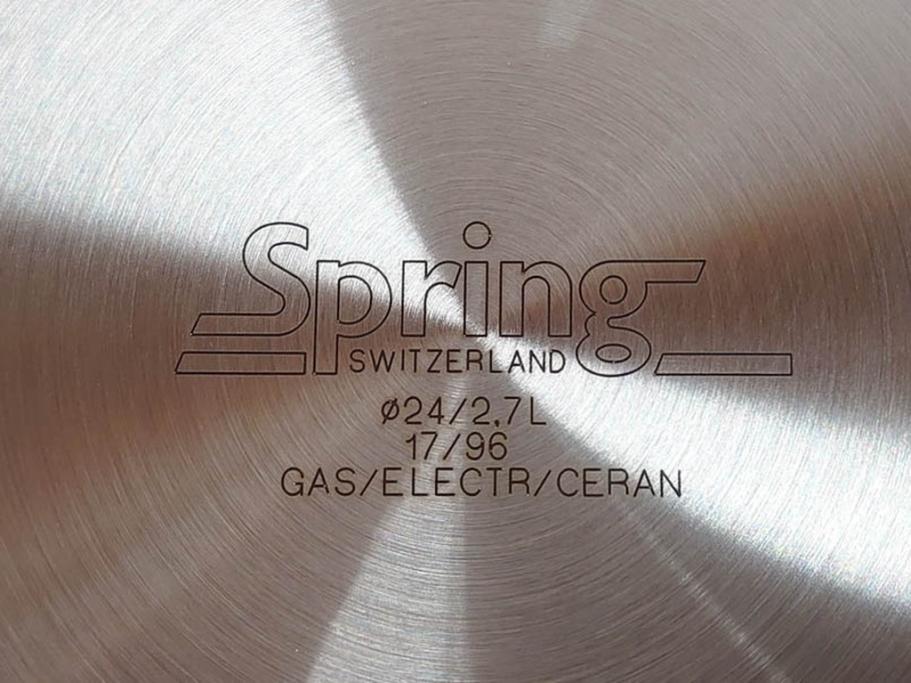 スイス製　Spring　スプリング社　クリスタルGL　ソテーパン(24cm)　片手鍋(18cm)　両手深型鍋(20cm)　キッチンウェア3点セット(CRISTAL、料理ブック付き、箱付き、スターターセット)(R-075641)