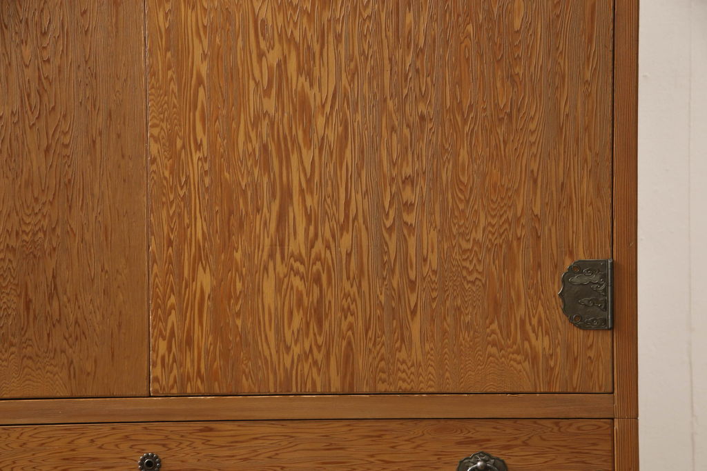 中古　美品　屋久杉　突き板　密に詰まった木目が美しいワードローブ(突板、洋服タンス、衣装箪笥)(R-057980)
