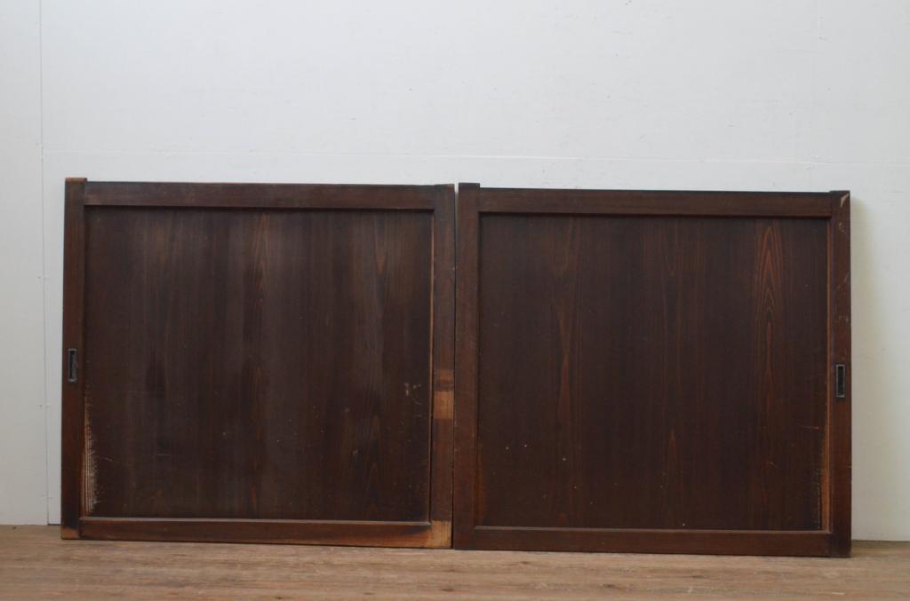 アンティーク建具　杉材　上質な和の空間を演出する板戸窓2枚セット(引き戸)(R-067990)