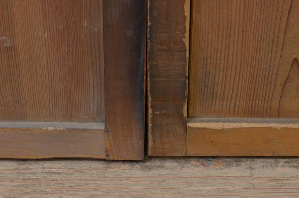 アンティーク建具　杉材　上質な和の空間を演出する板戸窓2枚セット(引き戸)(R-067990)