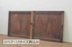 中古　アンティークのステンドグラスをはめ込んだ大きな引き戸(ガラス戸、建具)(R-049574)