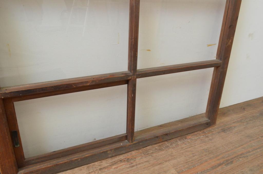 アンティーク建具　希少!!　レトロな雰囲気漂う小窓付きのガラス窓2枚セット(引き戸、ガラス戸)(R-067992)