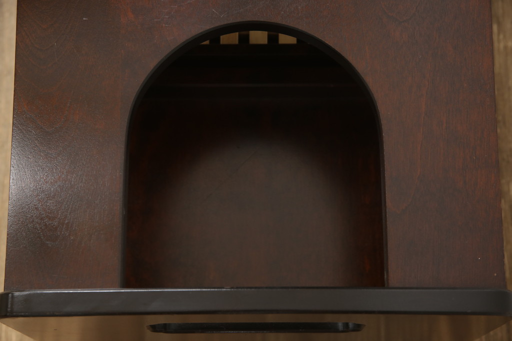 和製ビンテージ　希少な絶版品　北海道民芸家具　高山デザイン　落ち着いた色合いが品のあるポットワゴン(ローテーブル、サイドテーブル、コーヒーテーブル、ヴィンテージ)(R-064478)